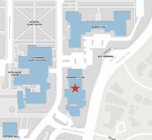 Map marking the location of the faculty lab